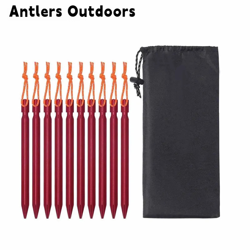 Antlers Outdoors Tent Pegs Stakes Nails 18cm/7in Length Aluminium Alloy Canopy Ground Nail 10pcs/Set Camping Gadgets Equipment Accessories