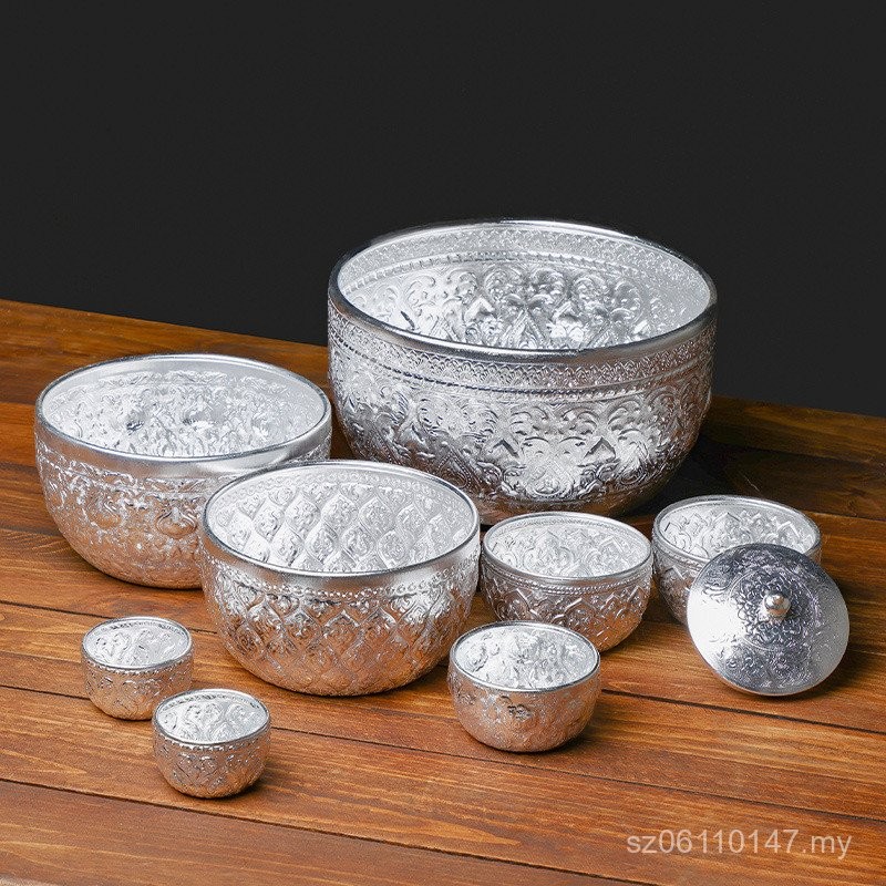 Pa Ludayi Thai Style Lia Tin Bowl Rice Bowl Soup Restaurant Thai Silver Bowl Small Bowl Silver Tableware Dessert U049