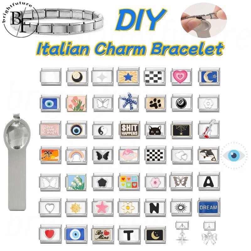 Love Flowers Italian Charm Bracelet Fit 9mm Stainless Steel Bracelet DIY Jewelry Making Accessories Retro Personality Module Bracelet Accessories