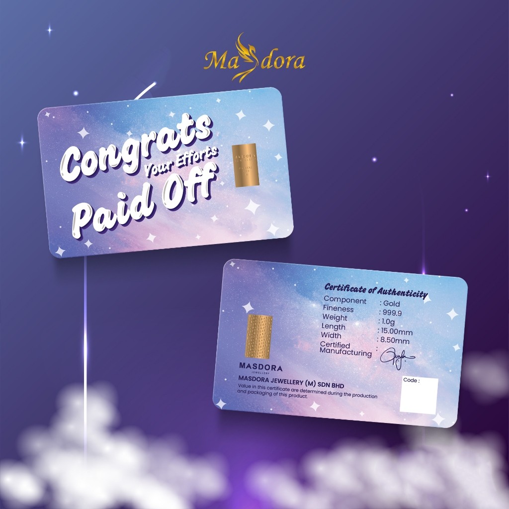 MASDORA 999.9 Gold Bar 1.00GM Gift Series - Congratulations (EMAS 999.9/24K)