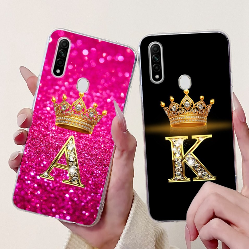 For OPPO A31 2020 Case CPH2015 CPH2073 CPH2081 Soft Cover Cute Letters Crown Shockproof Casing For OPPOA31 A 31 2020 A8 Bumper