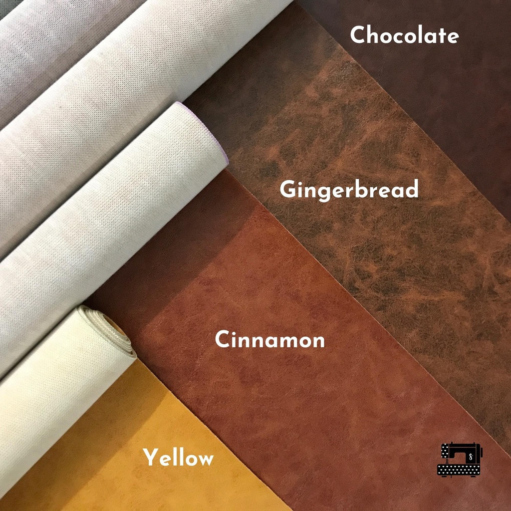 PU Two Tone Italian Faux Leather by half meter - 1.00 mm thickness * 8 Colors (Brown, Red, Blue, Green, Yellow, Gray)