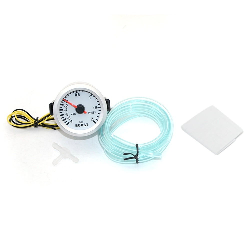 DepoTuning 2 inch 52mm Analog Boost Turbo Gauge Meter 2.0 Bar Mechanical For 12V Cars Blue Led