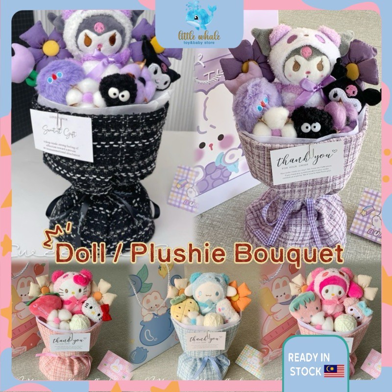 Kuromi Plush Bouquet Melody Flower Doll Plushie Toy SANRIO Kitty Birthday Gift Cute Doll flower