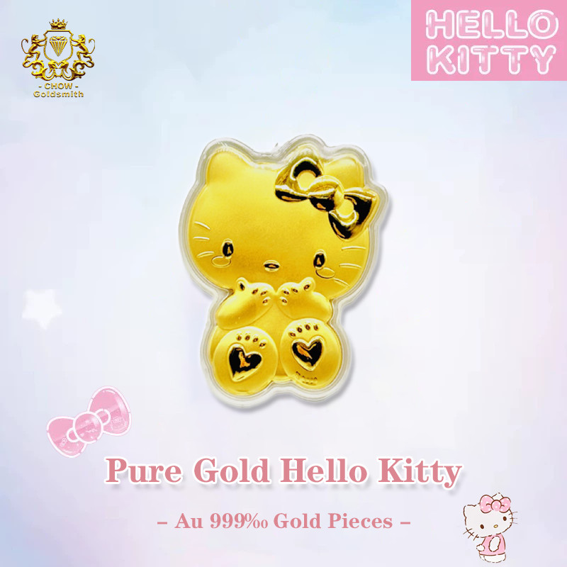 CHOW Goldsmith Hello Kitty 999 Gold Bar（0.3g）Pure Gold KT Cat Gold Slice&hellip;