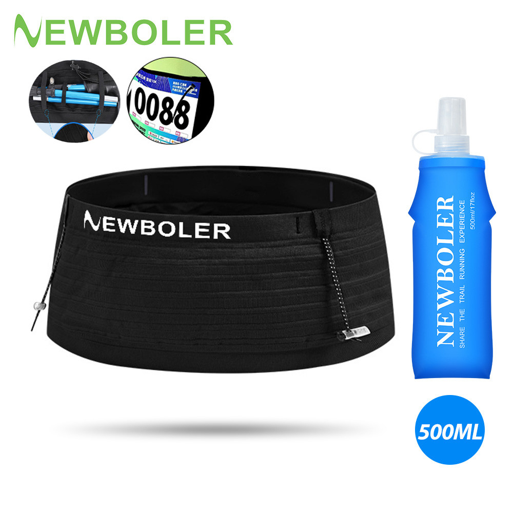 NEWBOLER Large Capacity Running Belt Hydration Breathable High Elastic Waist Pack Multifunctional For Jogging Fitness Mountaineering Marathon Outdoor Waist Bag With Soft Water