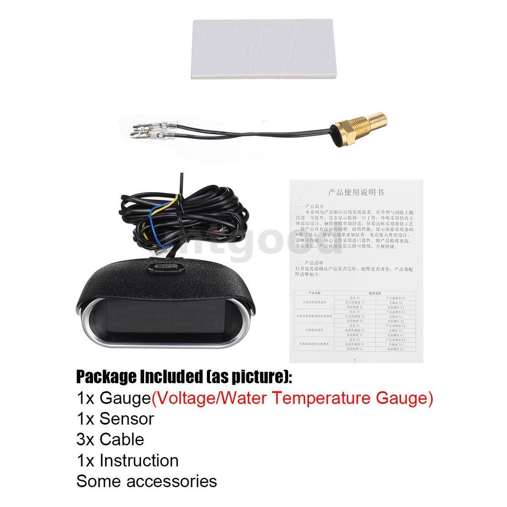 Purpose Quality 9-36V 2in1 LCD Car Digital Gauge Voltage/Water Temperature Meter Multi - Image 5