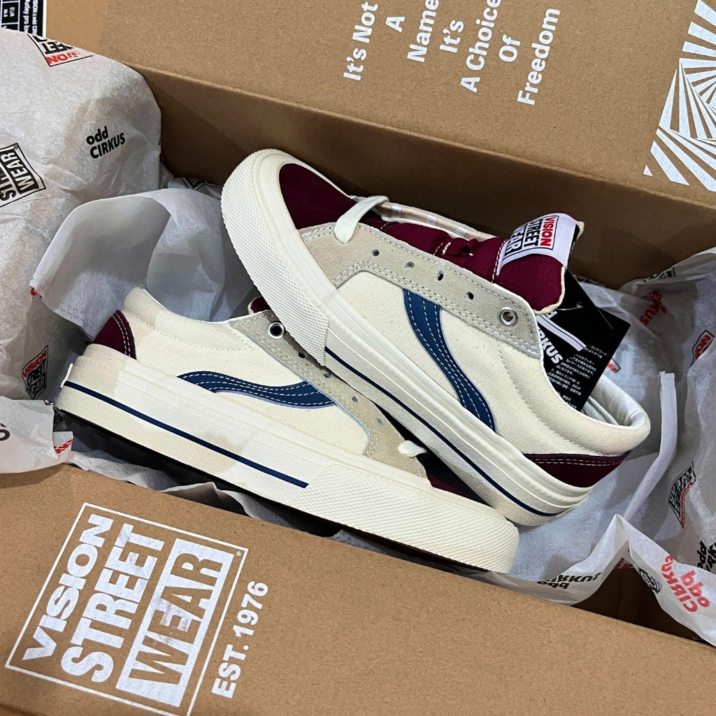 Visi Street Wear Odd Cirkus bersama Sneakers rendah atas lelaki wanita sama gaya Agate grey