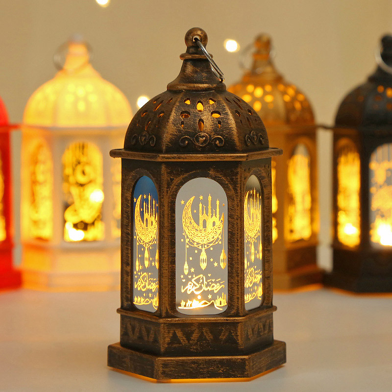Raya Lampu Eid Ramadan Candle-holder Night Light LED Retro Moonlight Lamp Mubarak Party Decor Festival Gift
