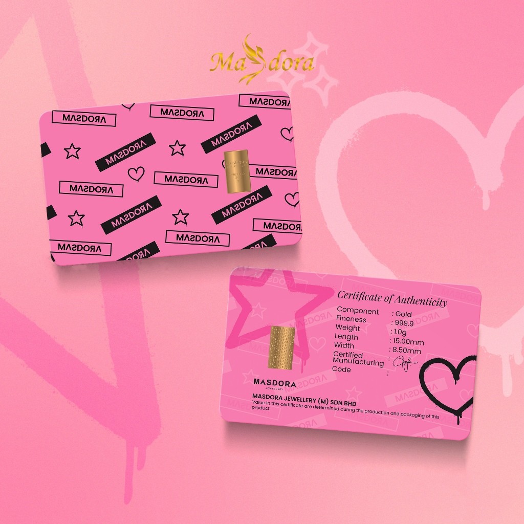 MASDORA 999.9 Gold Bar 1.00GM Black Vs Pink Theme Collection (EMAS 999.9/24K)