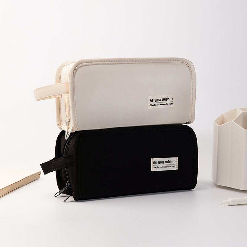 Large Capacity Double-Sided Pencil Case | Stain-Resistant | Net Compartment | Stationery Storage Bag for Students & Office