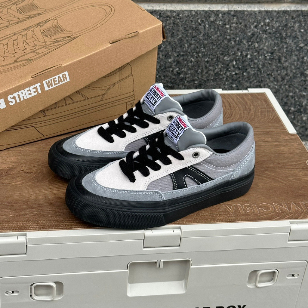 Visi streetwear stick deep hollow kelabu hitam bawah rendah atas jalan sukan lembaga kasut kanvas kasut