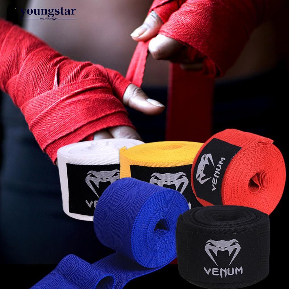 YOUNGSTAR 1Pair 1.5M/3M/5M Boxing Bandages Sports Sanda Muay Thai Training Self-Adhesive Micro Elastic Binding Hand Sports Protective Gear D9O3