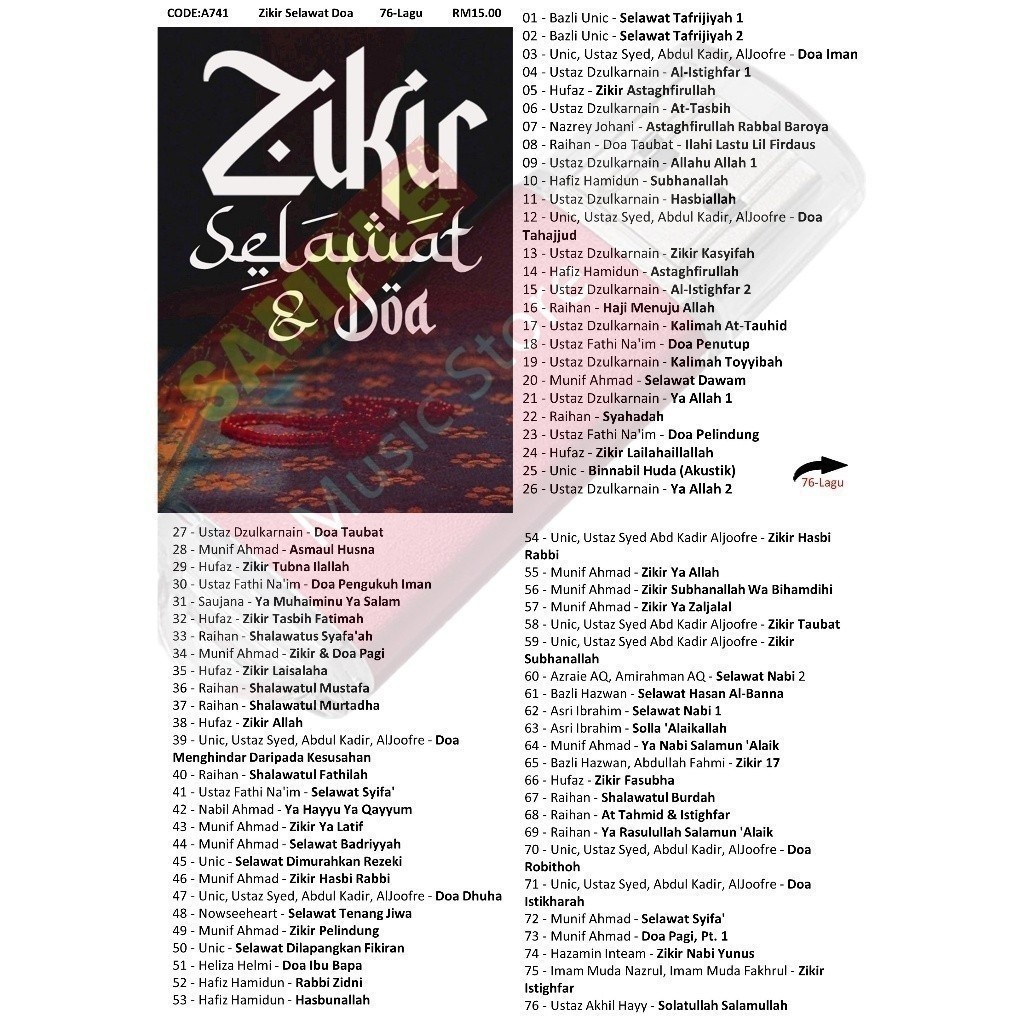 Pendrive Usb Mp3 Song Lagu Zikir Selawat & Doa Islamic a741 D1
