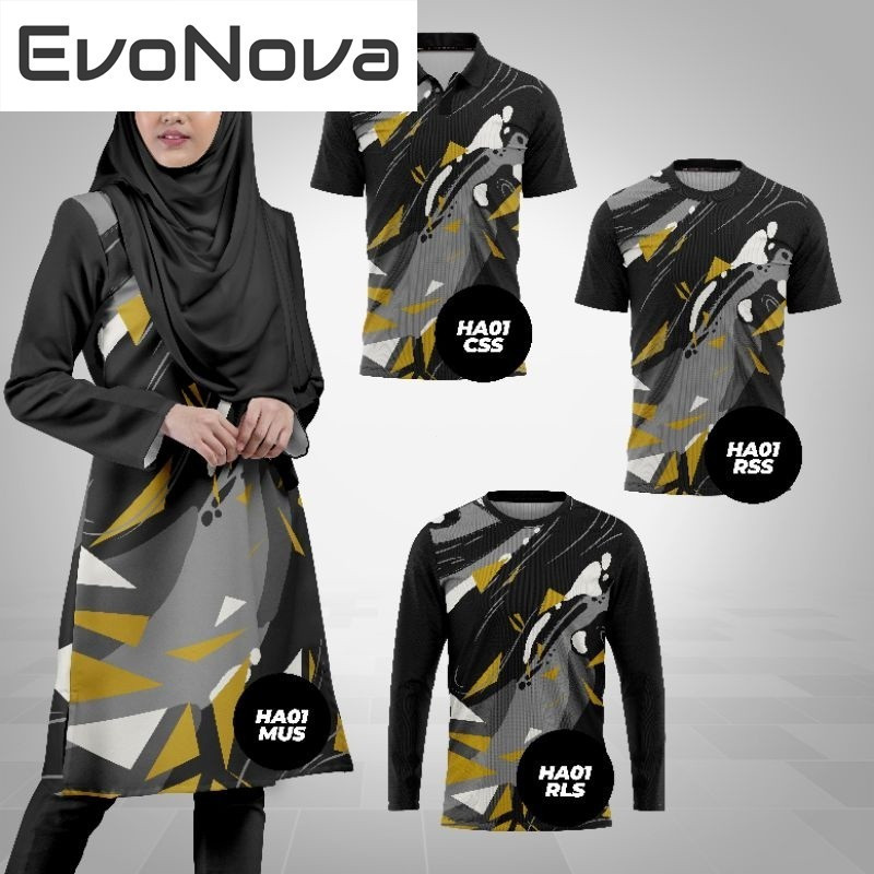 EvoNova Muslimah T-shirt Jersey for Men and Women Muslimah Couple Set Jersey Mu Muslimah Malaysia Jersey Long Muslimah Shirt Customized Family Matching Shirt