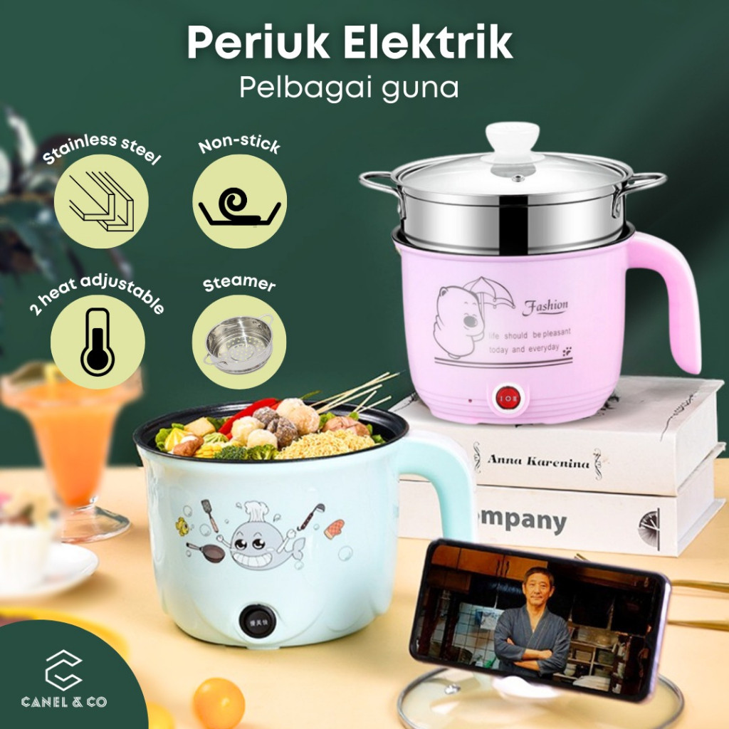 [1.8L] 2024 Non Stick Multi Mini Rice Cooker Frying Grill Pan POT Periuk Nasi Electric Steamboat Multifunction Elektrik
