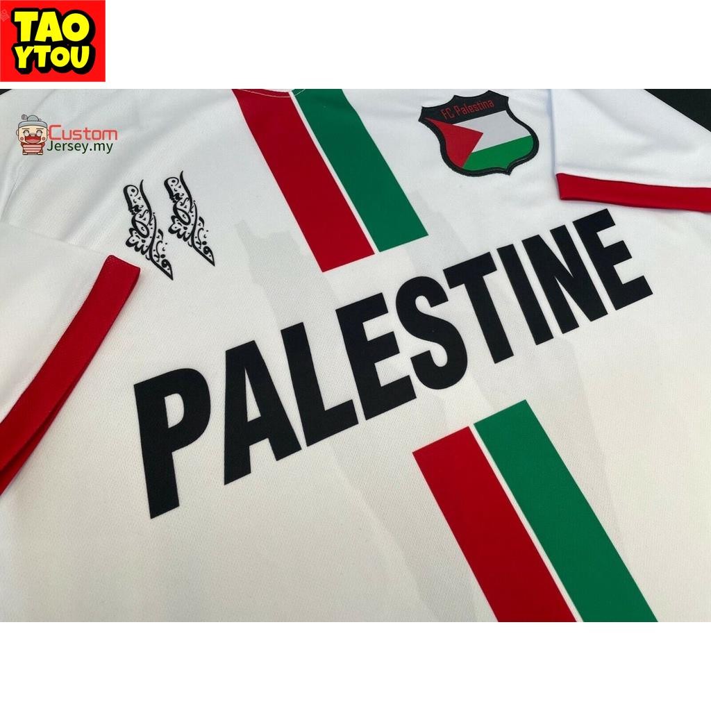 Premium Durable Palestine Football Jersey 2023 Retro Collar Bola Futsal White Black Centre Striped Soccer Shirt Count... - Image 5