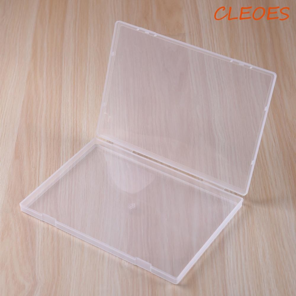 CLEOES Rectangular Plastic Clear Storage Box, Flat Eco-friendly, Simple 4 Sizes PP Waterproof Jewelry Container Case
