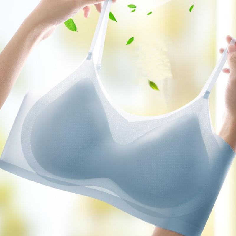 Bralette Sutera Ais, Seksi dan Selesa, Tiada Cincin Keluli, Mengangkat dan Membentuk, Cawan Tetap, Menyerap Peluh