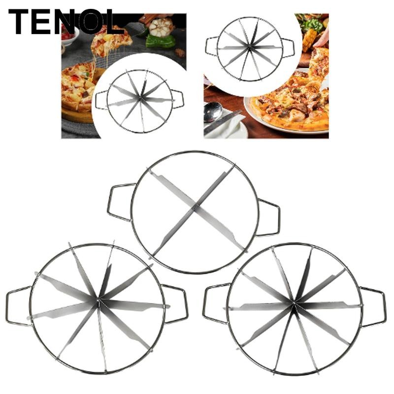 [TENOL] Cake and Pizza Cutter Tool Pizza Cutter with Handle Bread for Cheesecake Pizza Pie and Cake Marker Pie Cutter Equal Slicer