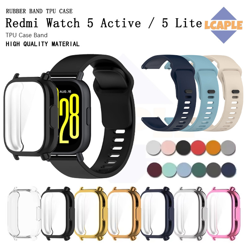 TPU Case Soft Silicone Strap for Smartwatch Redmi Watch 5 Active/Redmi Watch 5 Lite Screen Protector Cover Rubber Band