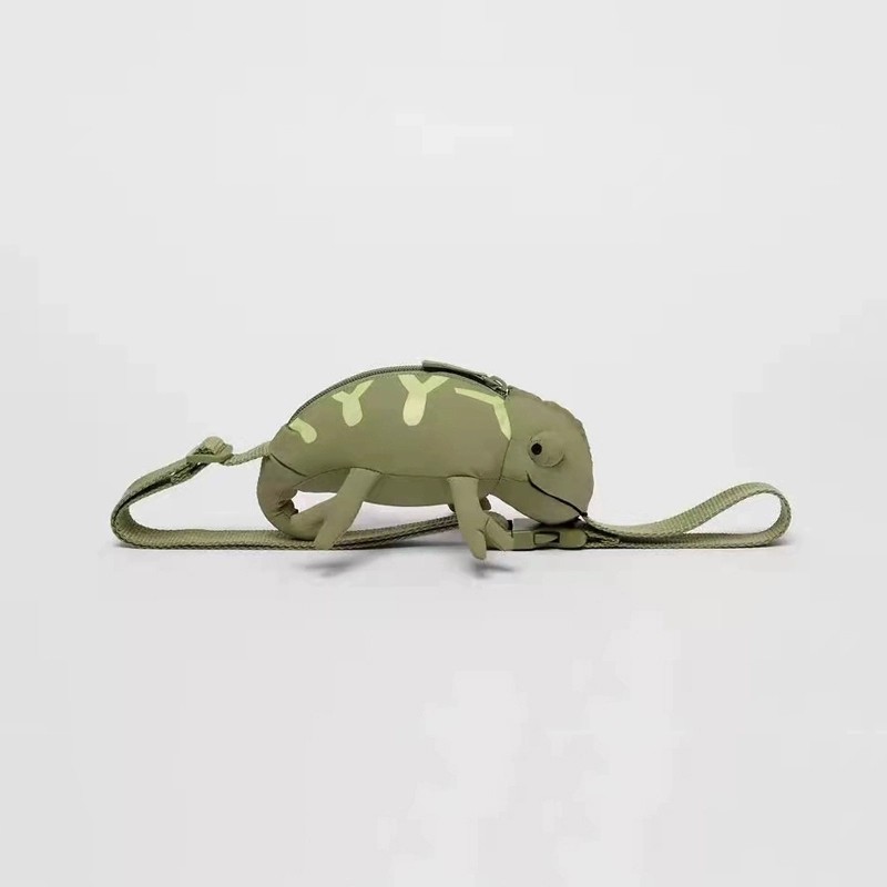 2025 New Style Cartoon Cute Animal Shape Lizard Bag Children's Bag Toddler Chameleon Waist Bag Chest Bag Diagonal Bag