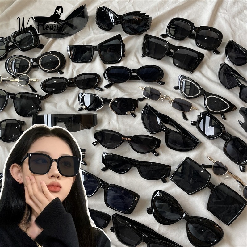 WeFlower Cool Black Sunglasses for Women Men Outdoor Fashion Anti Radiation Eyeglasses Unisex Eyewear Shades