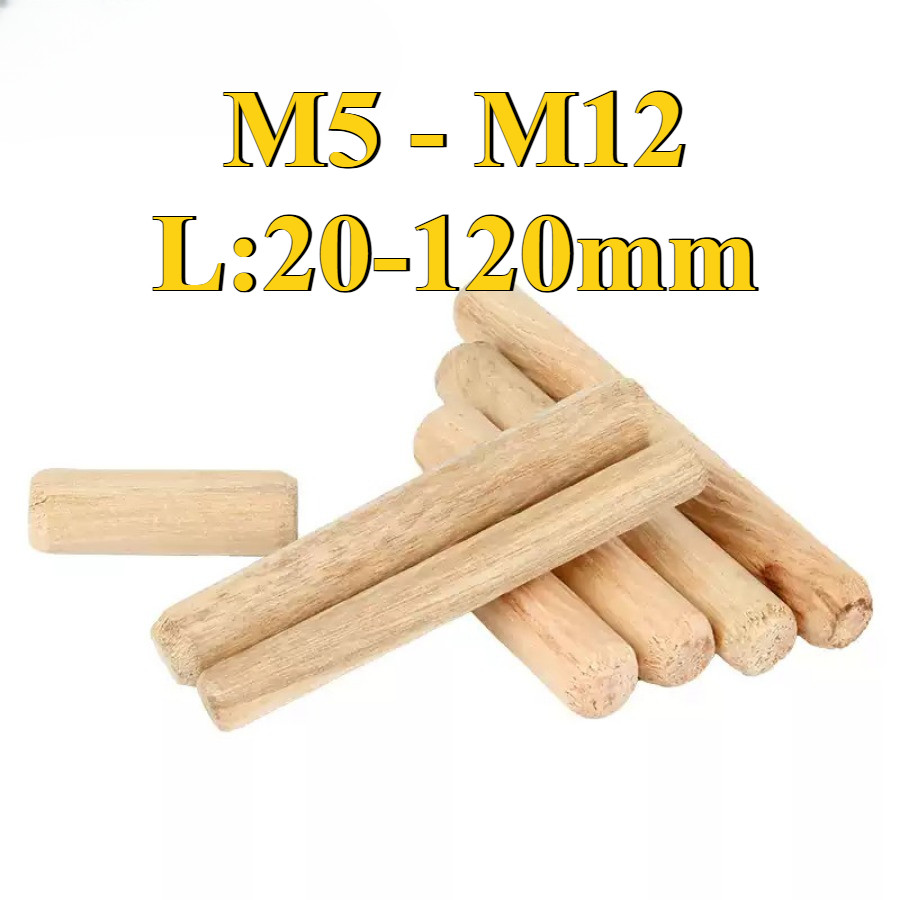 Round Wood Stopper Wood Nail Solid Wood Wood Stick Wood Tenon Twill Wood Stopper Round Wood Small Wood Pin Wardrobe Cabinet Connector M5/M6/M8/M10/M12 (MILAI-RM-VN)