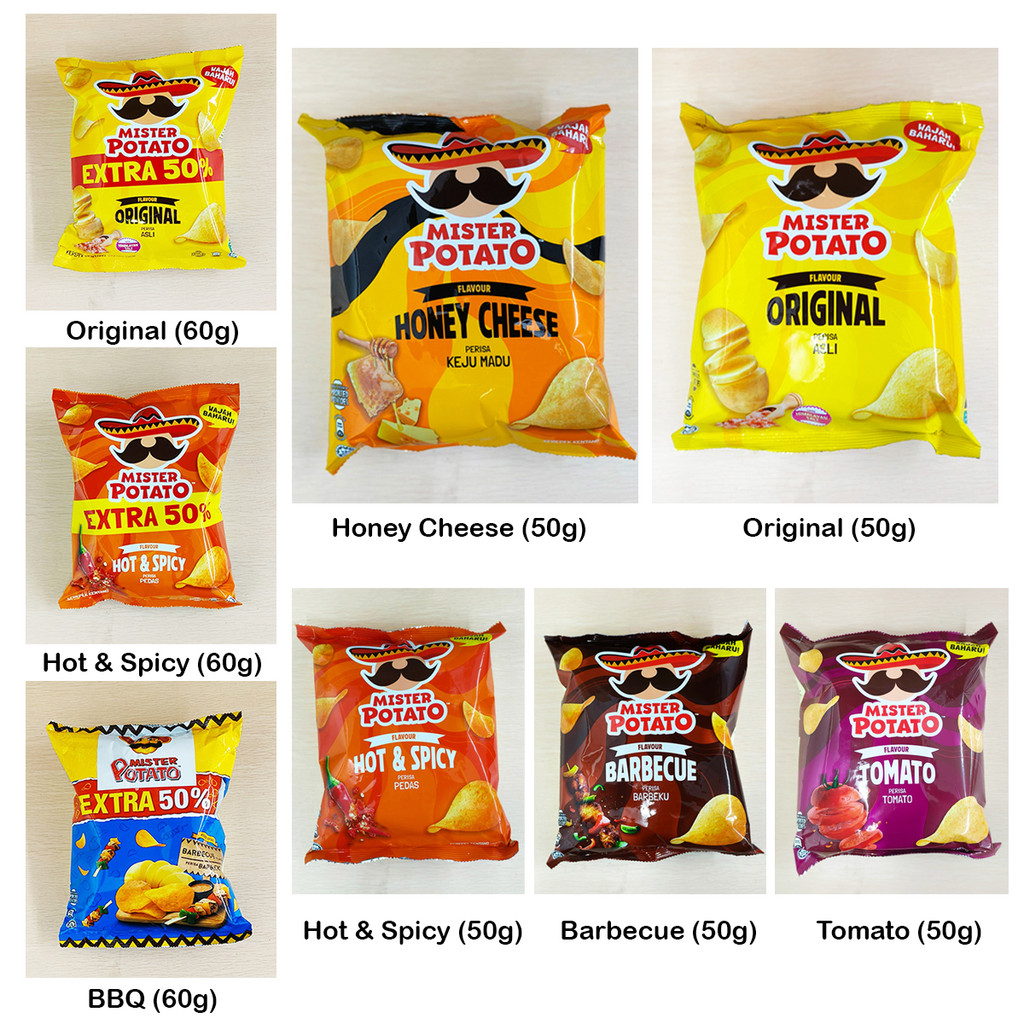 SKM Mister Potato Barbecue/Honey Cheese/Hot & Spicy/Original (50g) MRP02/Crisps Original/Hot Spicy (125g)/ Snek MRP01