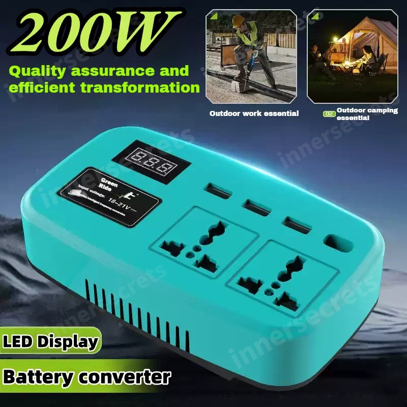 Portable Efficient Power Inverters for 20V Battery Inverter 20v to 220v Converter with Dual USB,AC Outlet and Type-C