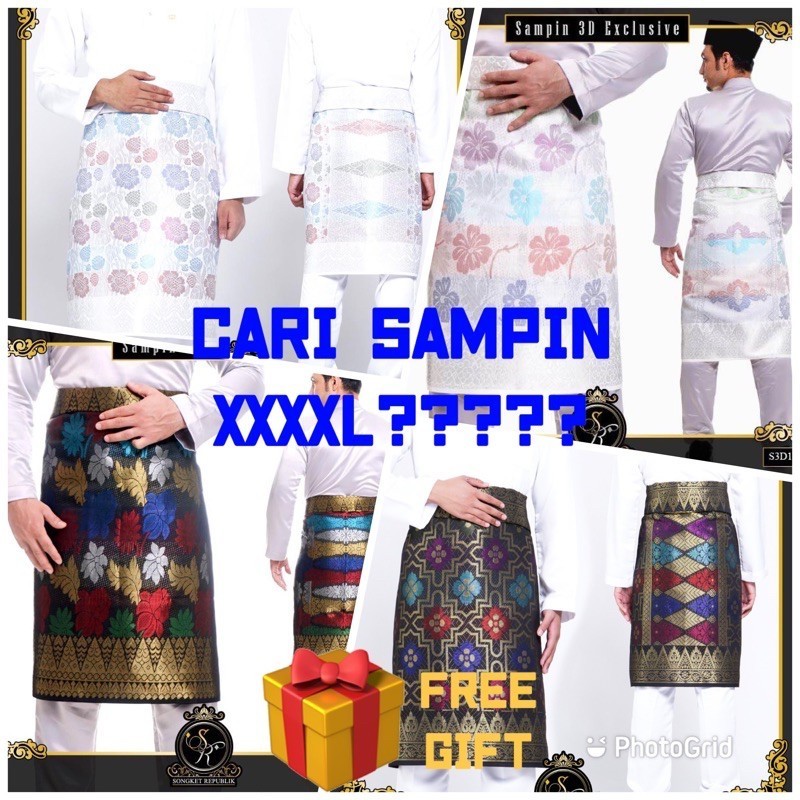 Songket Republik Sampin Tenun 3d Exclusive Samping Lelaki Sampin Asli Samping Hitam Sampin Plus Size