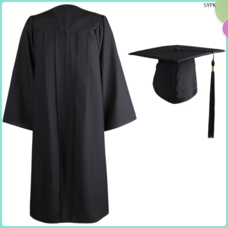 Cap N Gown Outfit Tassels Dress Bachelor's Degree and Doctor's Uniform Robe Graduation Caps Decoration Stole Black Child shaoyipinke