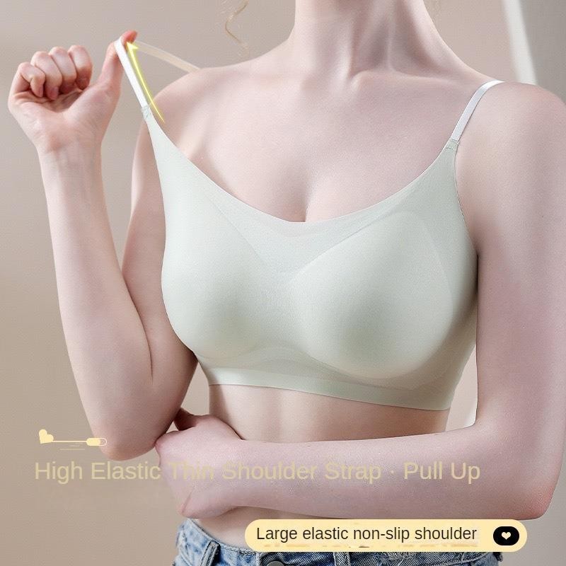 Bralette Sutera Ais Seksi dan Selesa Tiada Cincin Keluli Mengangkat dan Membentuk Cawan Tetap Bernafas Menyerap Peluh