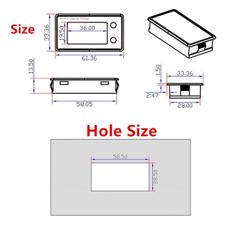 Multi Have Battery Capacity Indicator tester DC 8V-100V Lead Acid Lithium LiFePO4 Car Motorcycle Voltmeter Voltage Ga...