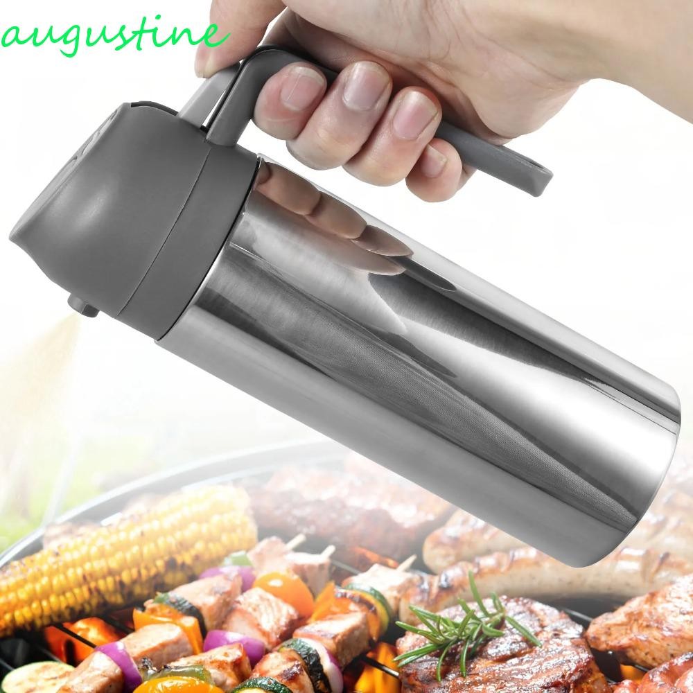 AUGUSTINE Oil Spray Bottle, Fall-resistant Unbreakable BBQ Oil Sprayer, Kitchen Gadgets Rust-proof 304 Stainless Steel 2 In 1 Vinegar Dispenser Bottle Baking