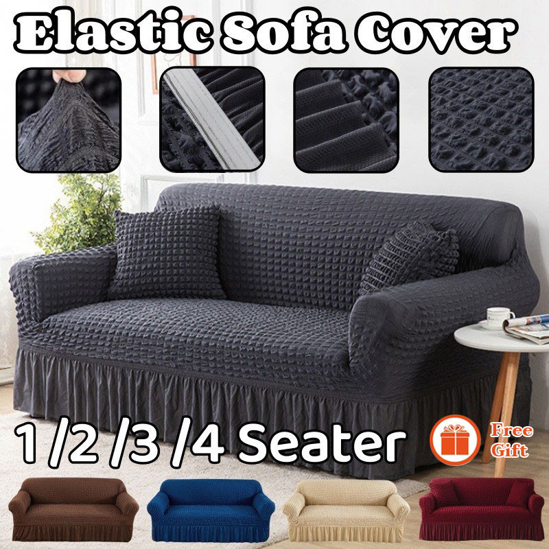 Universal Spandex Seersucker Sarung Sofa 1 2 3 4 Seater Sofa Cover Sofa Slipcover Sarung Kusyen 沙发套