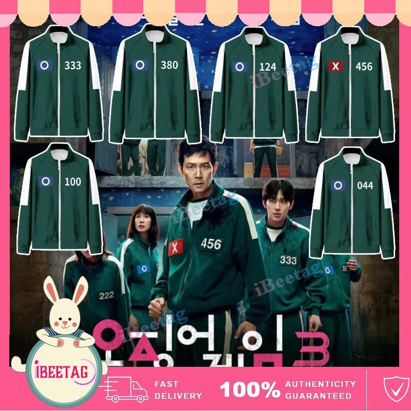 Adult Squid Game Season 3 Player Jacket Halloween Cosplay Costume Tracksuit Netflix Disguise Role Playing Party Team Event Costumes Zipper Sweatshirt