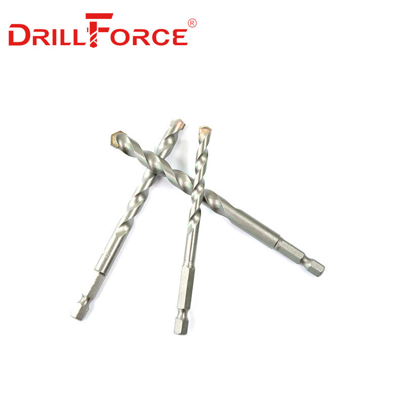 Drillforce 4/5/6/8/10mm YG8 Tip Masonry Drill Bits Set Tungsten Carbide Tipped Concrete Brick Stone Drilling Set Size 4/