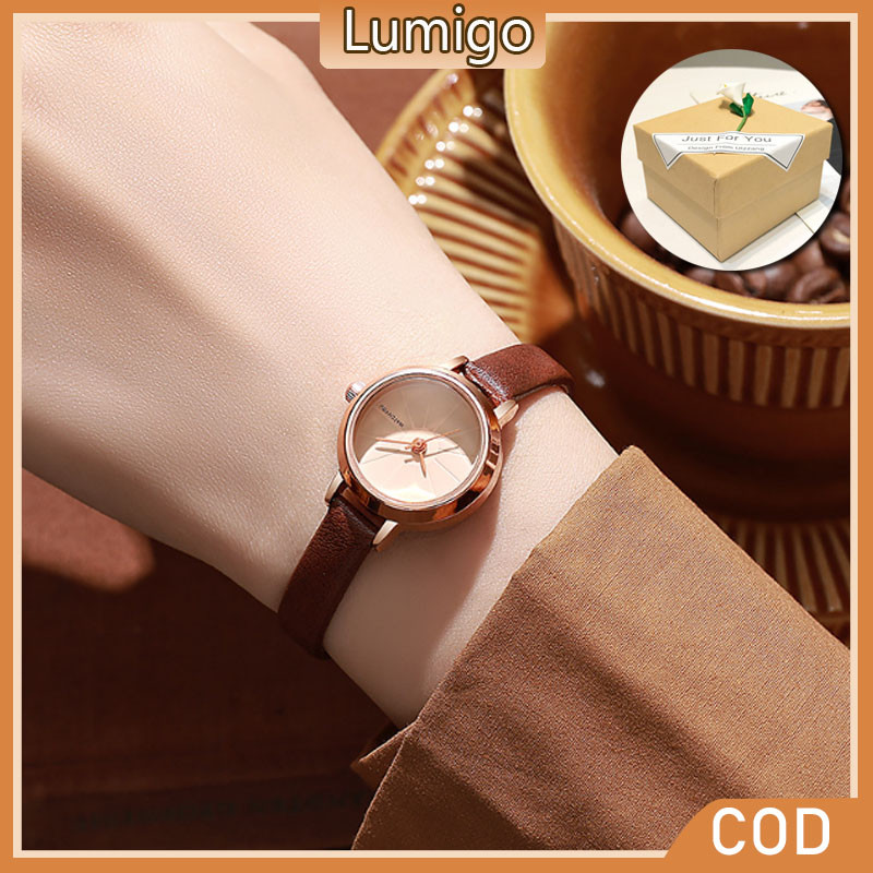 Women's Watch Analog Korean Version Vintage Free Gift Box Packaging PU Belt Watches Tonton