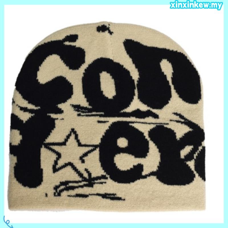Time Knitted Beanie Hat for Adult Women Men Stretchy Beanie Jacquard Hat Y2K Girl Knit Bonnet Hat Kpop Dancing Hat Skull