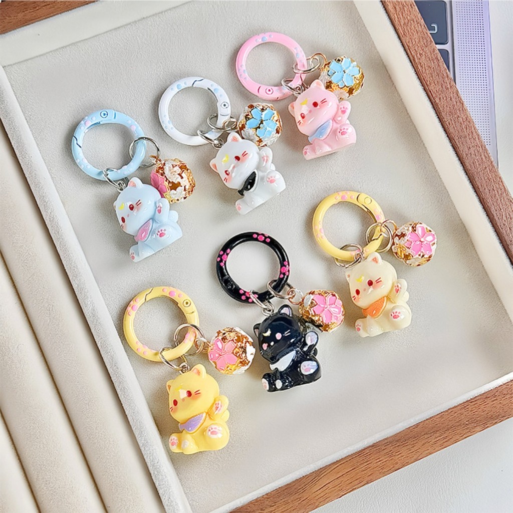 Creative Bell Cat Keychains Kawaii Pet Kitty Keyring Handbag Pendant Party Gifts Souvenir Jewelry