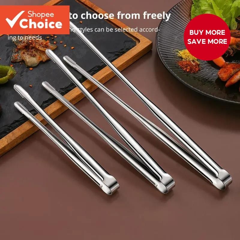 1Pc Stainless Steel Barbecue Clip Grill Tongs Meat Cooking Utensils BBQ Baking Silver Kitchen Accessories Camping Supplies
