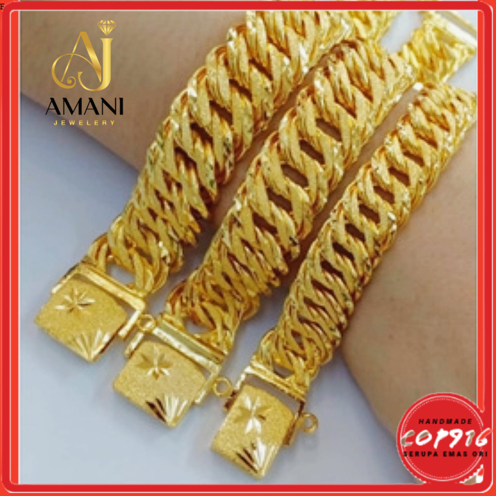 Emas Bangkok OriGelang Tangan Lipan Kait (SAJAT) Cop 916 persis mcam emas ori 916 Gold bracelet Amani Jewelleryewelry