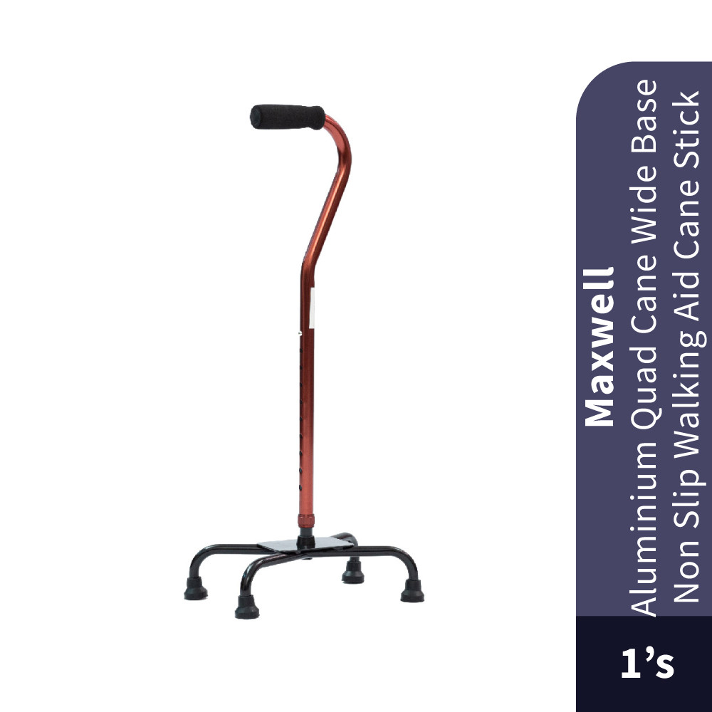 Maxwell Aluminium Quad Cane Wide Base Non Slip Walking Aid Cane Stick, Tongkat Kaki 4 拐杖 DY05931 HTM Pharmacy