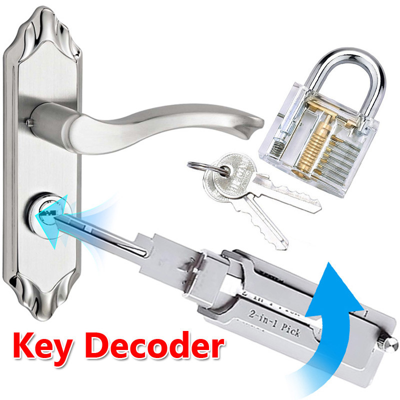 2-in-1 Key Pick & Decoder Tool Unlocking Lock Pick Set O-ring Pickup Kit Repair Tool Kit