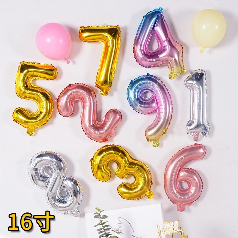 Digital Balloon Children's Birthday Party 16 Inch Digital Aluminum Film Balloon Decoration