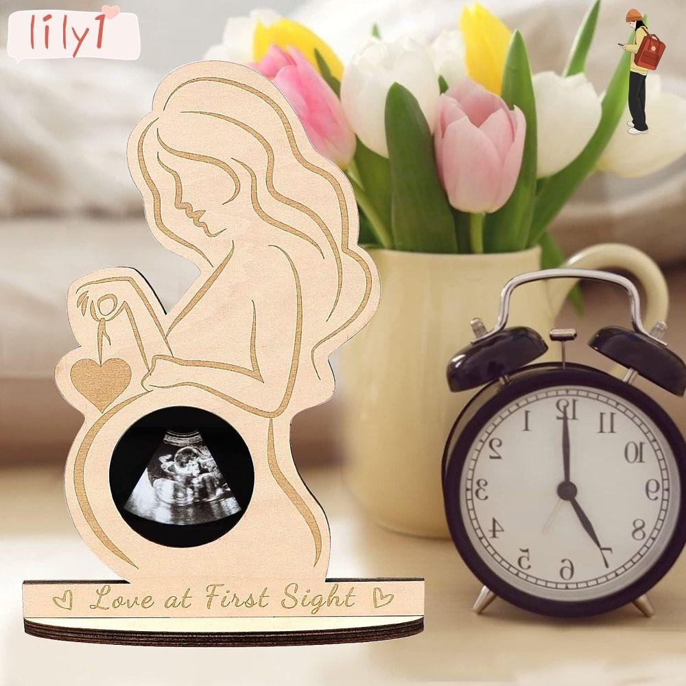 LILY Sonogram Picture Frame, Pregnancy Gift Home Decoration Baby Ultrasound Photo Frame, Exquisite Wooden Baby Announcement Pregnant Mother Souvenir Moms Dady