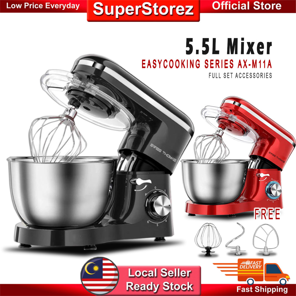 Superstorez Stand Mixer (Mesin Pengisar) CookXpert Series  (3/5L) with Whisks, al-dough Hook, Flat Beater, Spatula