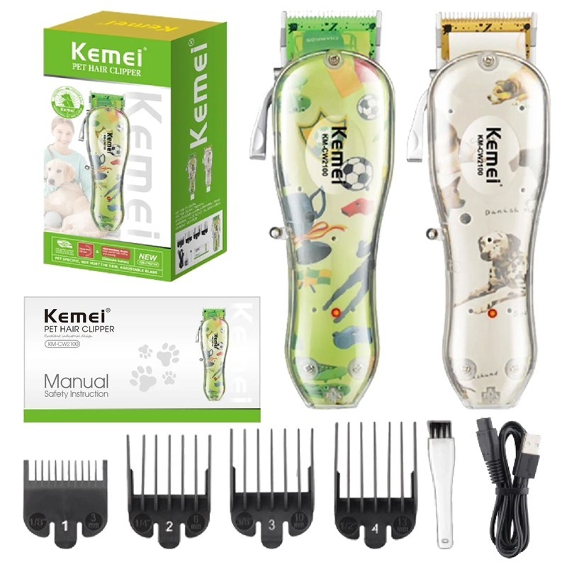 Kemei KM-CW2100 Professional Pet Grooming Kit Rechargeable Electric Dog Hair Trimmer for Thick Coat Pet Supplies for Dog