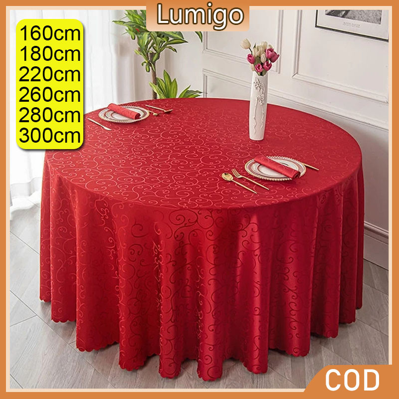 Alas Meja Bulat 4/6/8/10 Tempat Duduk Dengan Corak Tebal Taplak Meja Restoran Kain Meja Kain Meja Perkahwinan Keluarga
